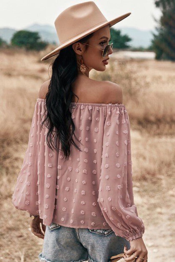 Solid Off Shoulder Loose Top