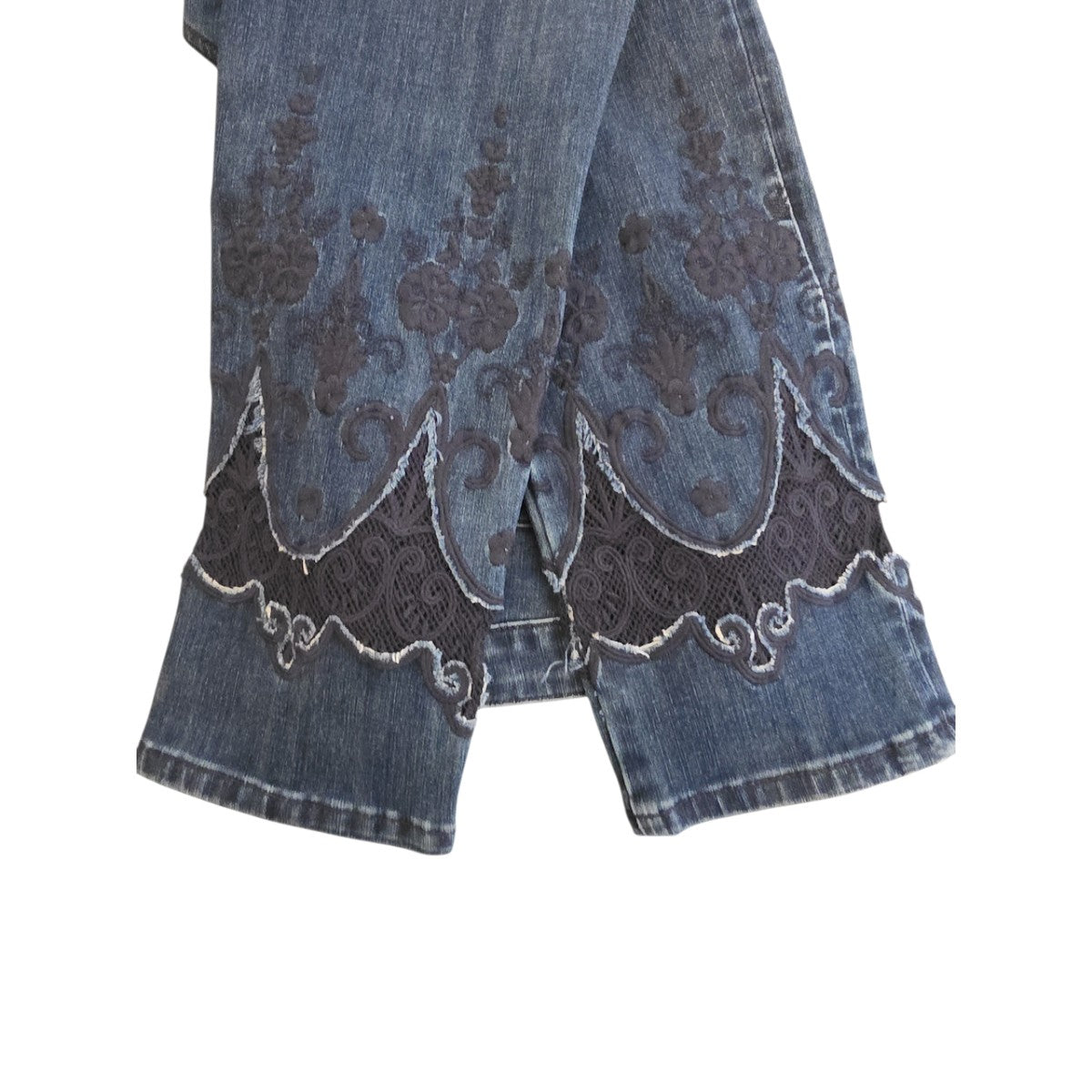 Soft Surroundings Size 6Tall Dark Blue Embroidered Denim Pants - Image 5