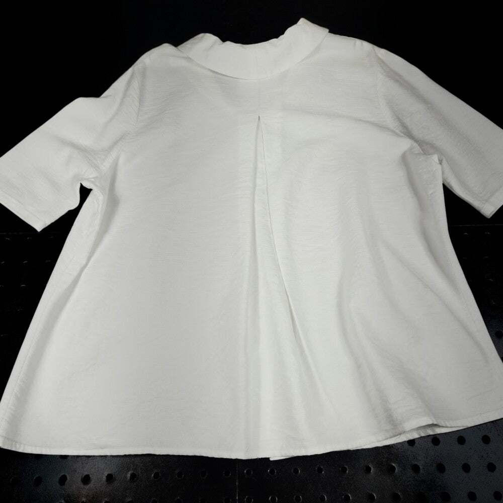 Niche Nilgun Derman Button-Front Blouse XL White Shawl Collar - Image 12
