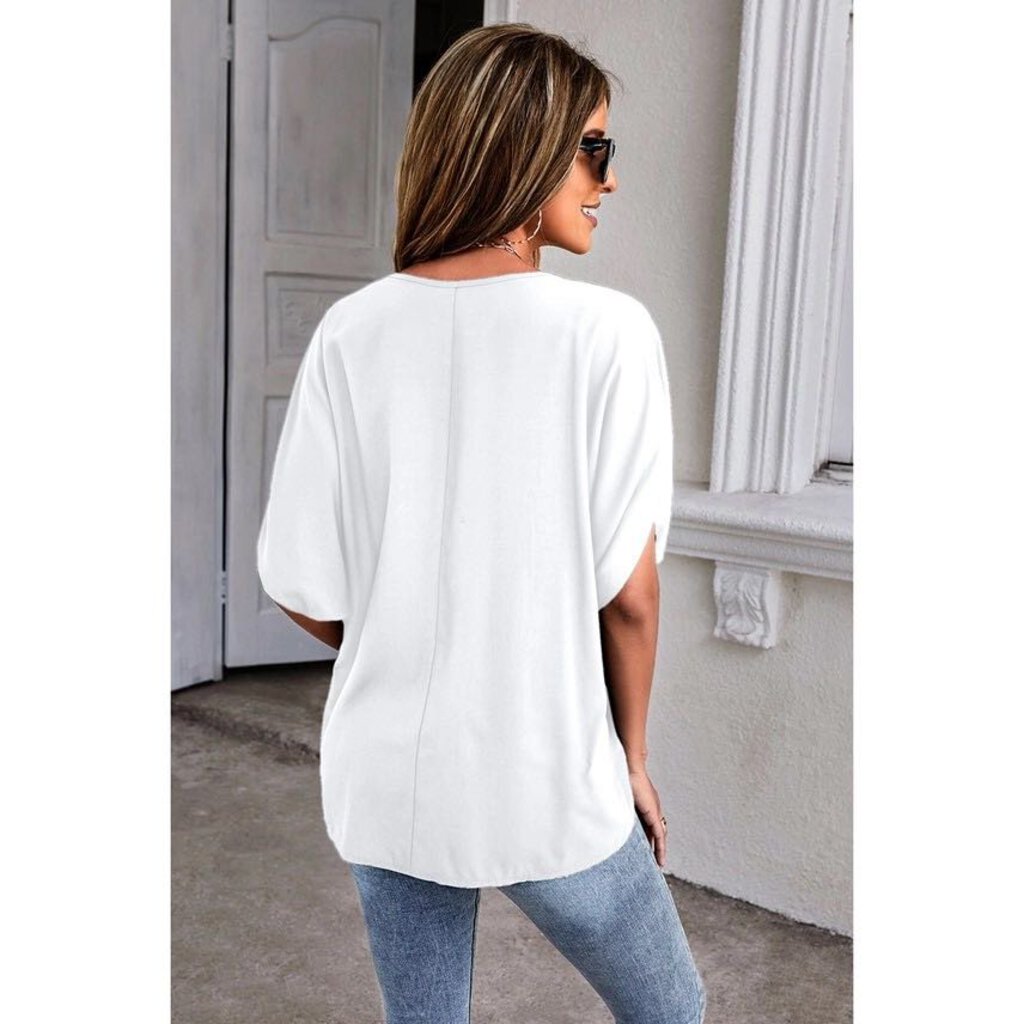 Dolman Sleeve Loose Fit Solid Tunic Top