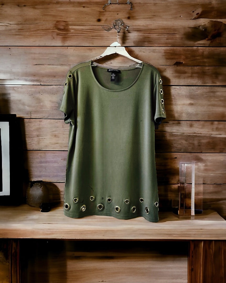 INC International Concepts SS Top,Green, P/XL