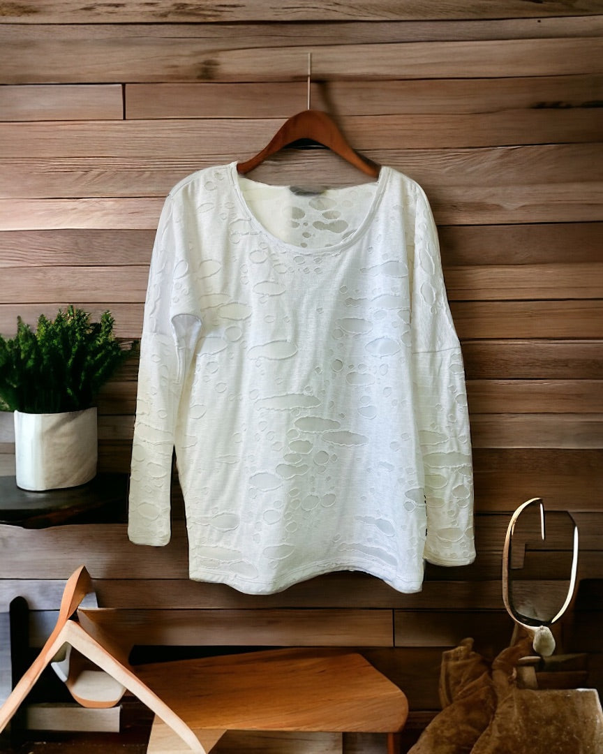 Rock & Republic LS Top,White, Small