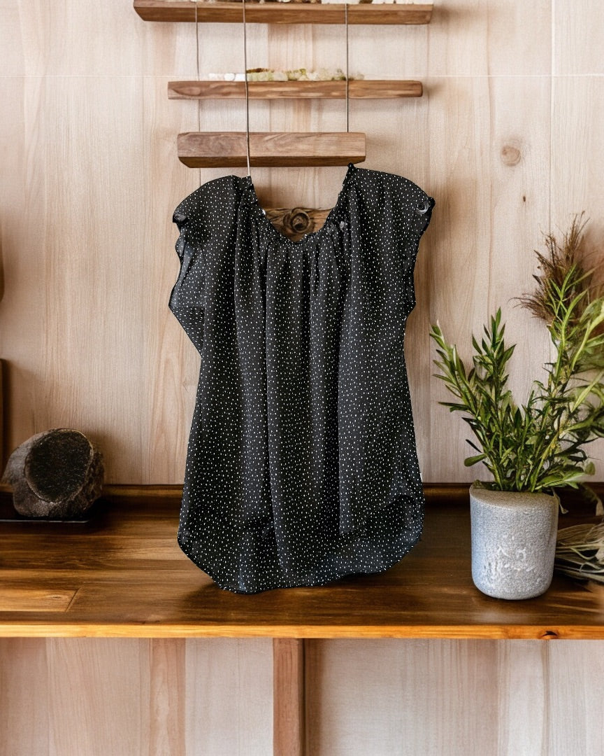 LC Lauren Conrad SS Top,Polka Dot, XLarge