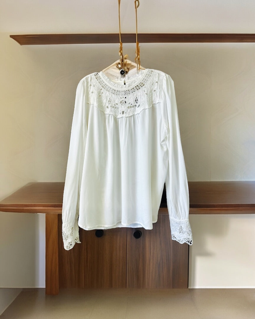 Ann Taylor LOFT LS Top,White, Medium