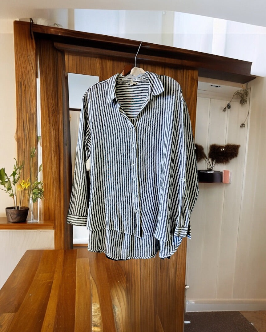 Jane and Delancey LS Blouse,Striped, Large