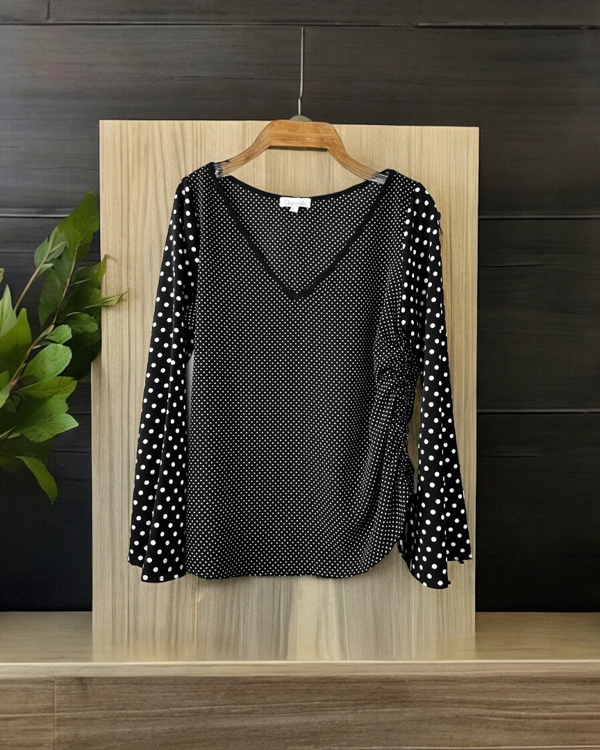 Chenault LS Top,Polka Dot, Medium