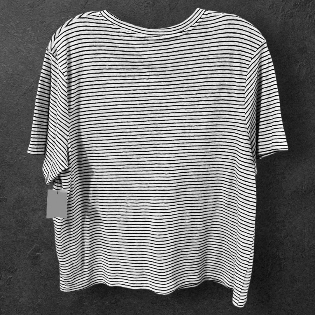 A New Day SS Top,Black/White Striped, Medium