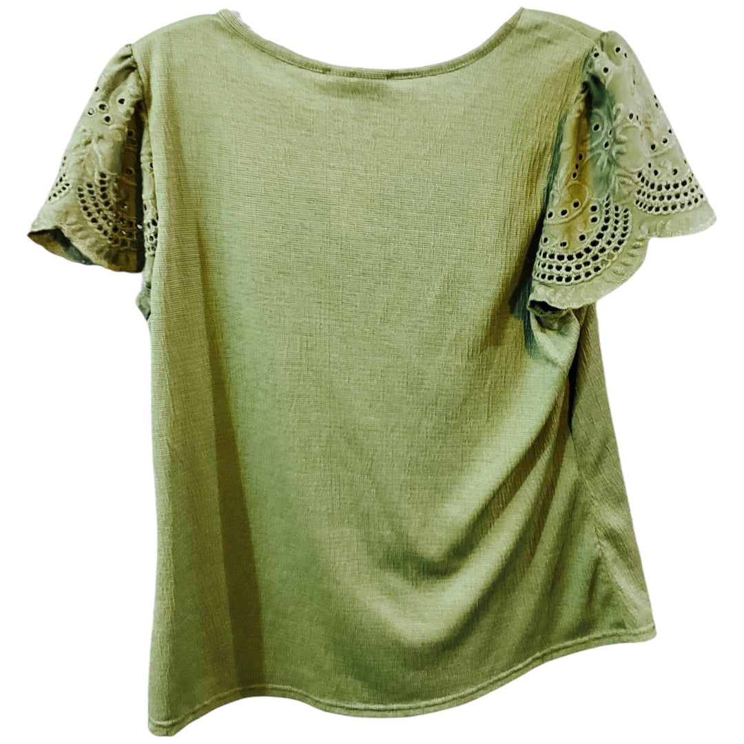Flower & Feather SS Top,Green, Medium