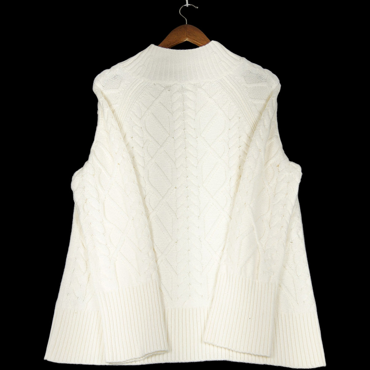 Talbots NWT White Cable Knit Mock Neck Sweater M - Image 3