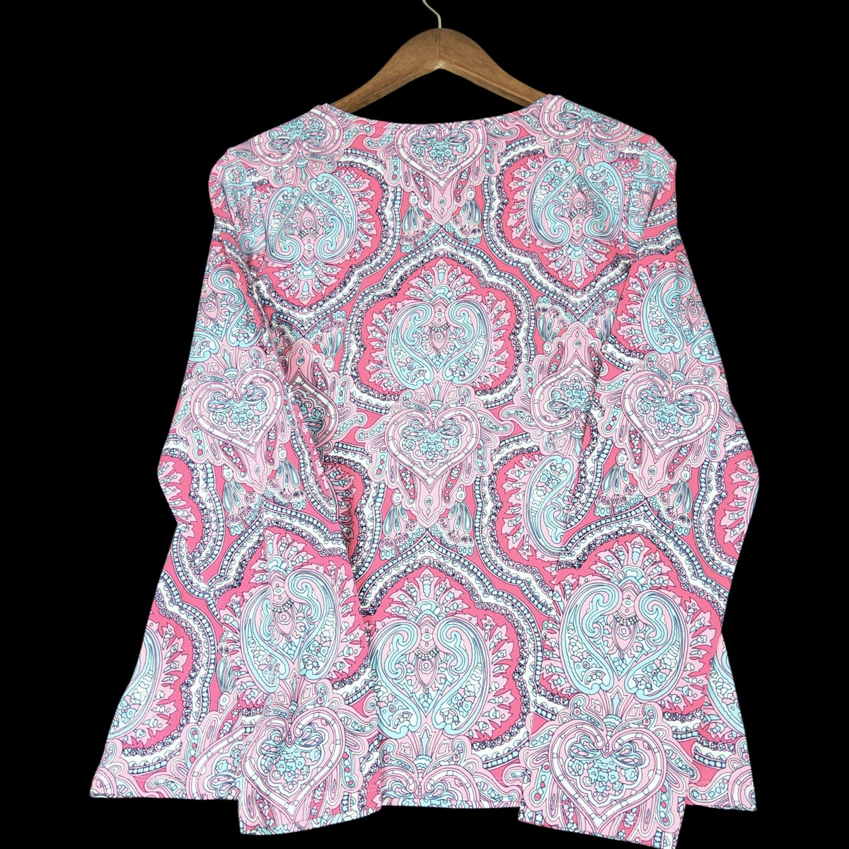 Talbots The Talbots Tee Pink Aqua Paisley Long Sleeve Top M - Image 4