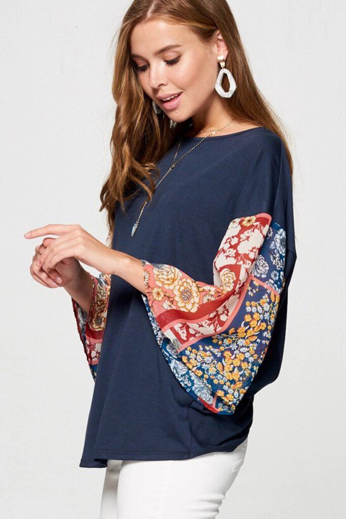 Open Twist Back Bell Sleeve Top