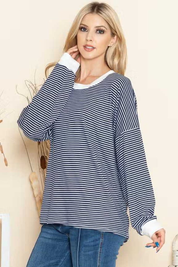 Loose Fit Stripe Tunic Top