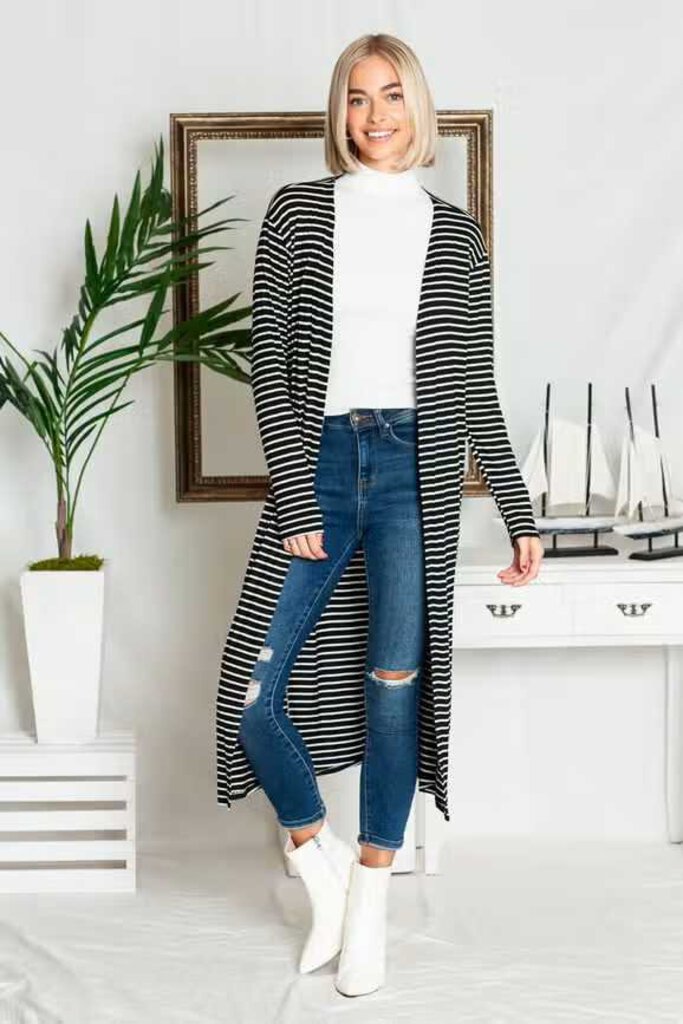 Stripe Open Maxi Cardigan