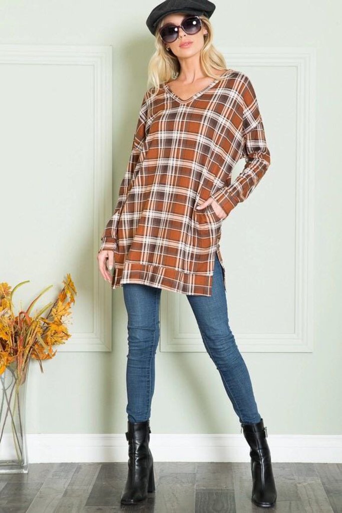 V Neck Sweater Tunic w/Pockets