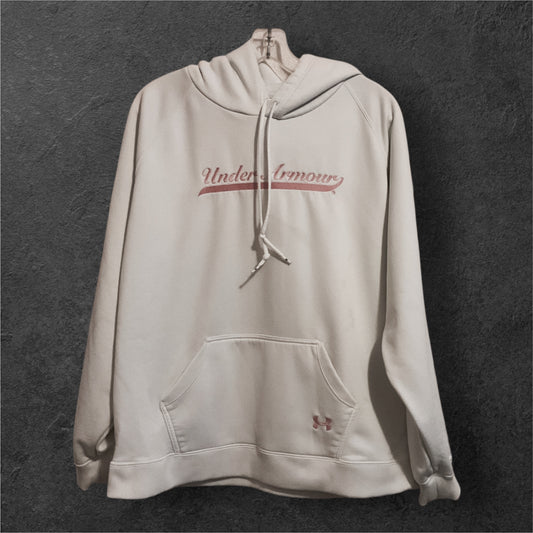 Under Armour Off White Hoodie Drawstring Hood Kangaroo Pocket Sweatshirt - Image 1