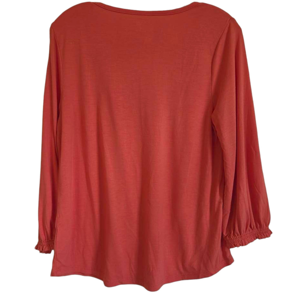 ana Medium Rust Rayon Spandex Top Scoop Neck Elbow Sleeve - Image 2