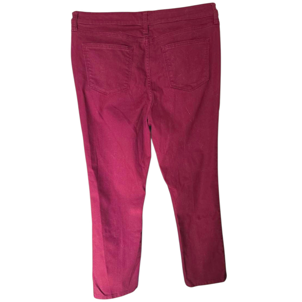 St John's Bay Straight Leg Pants Size 14 Short Burgundy Cotton - Image 2