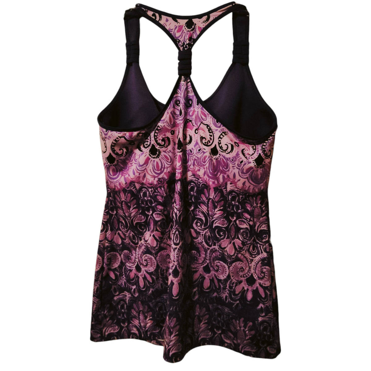 Athleta Medium Purple Pink Paisley Racerback Tank Top - Image 2