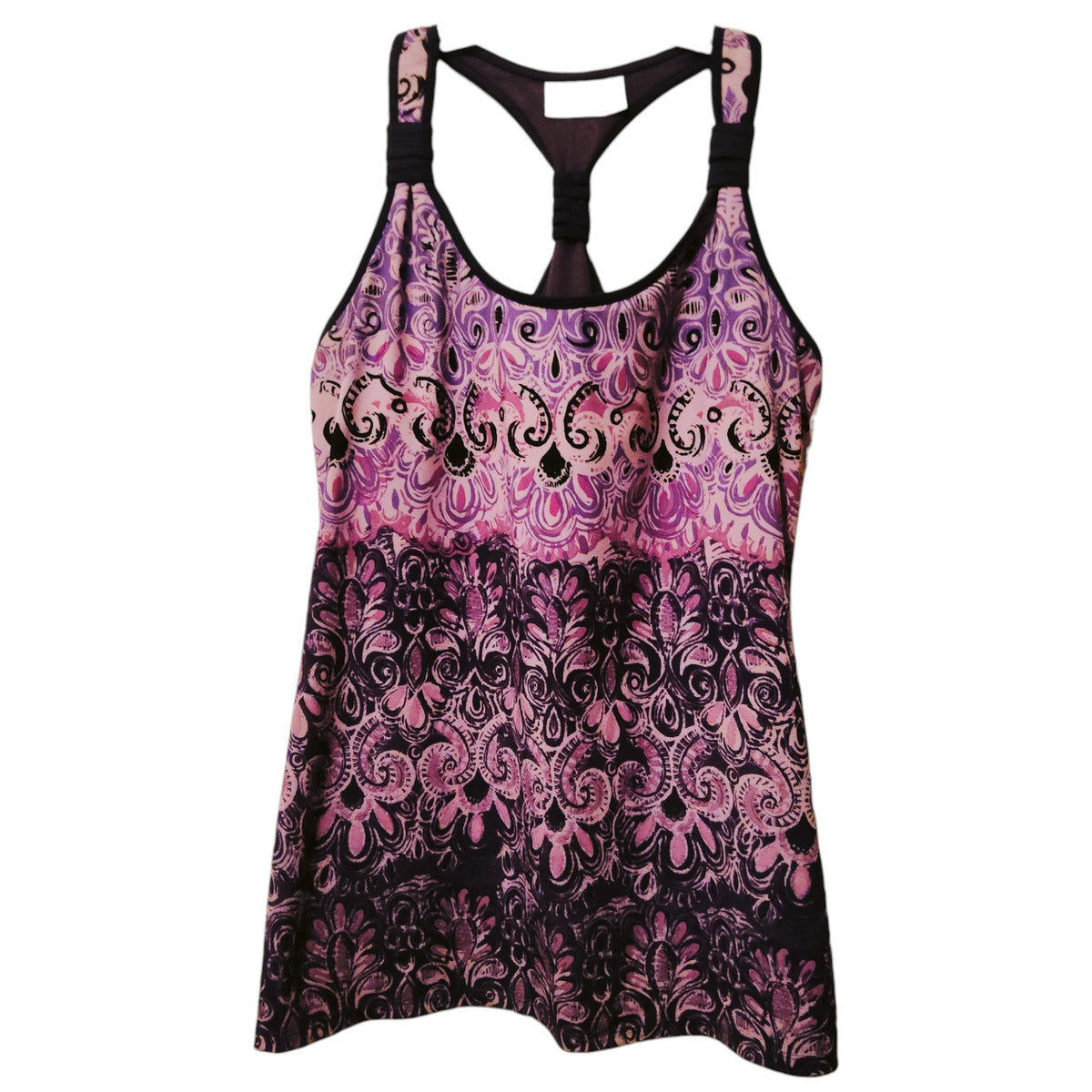 Athleta Medium Purple Pink Paisley Racerback Tank Top - Image 1
