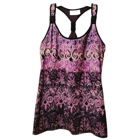 Athleta Medium Purple Pink Paisley Racerback Tank Top - Image 1