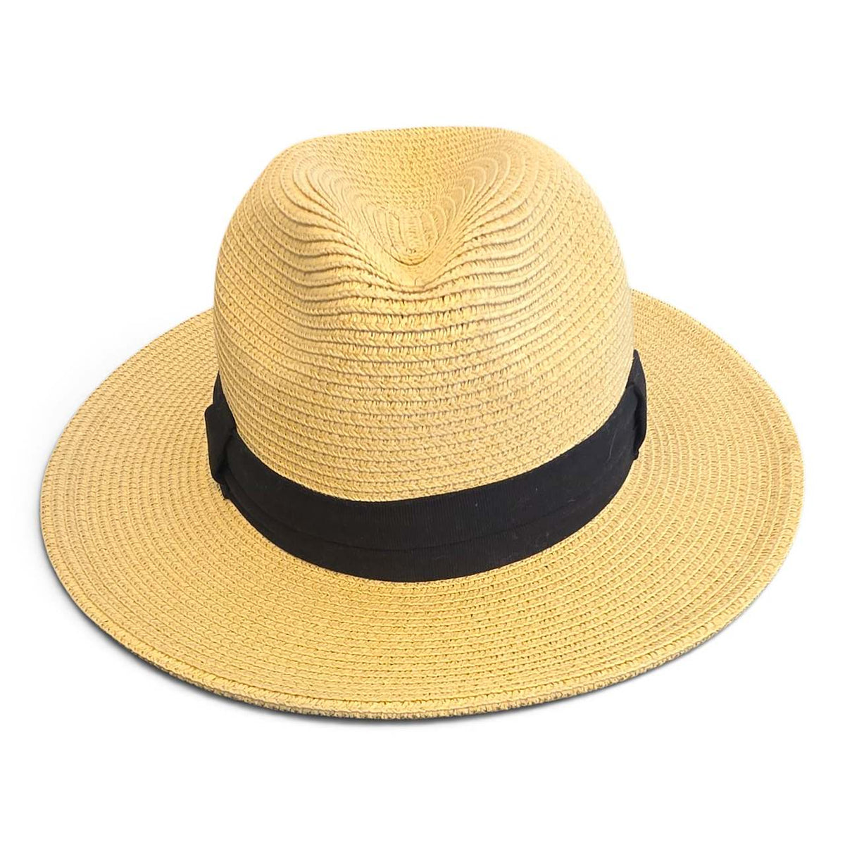 Solar Escape One Size Tan Paper Sun Hat with Black Band - Image 1