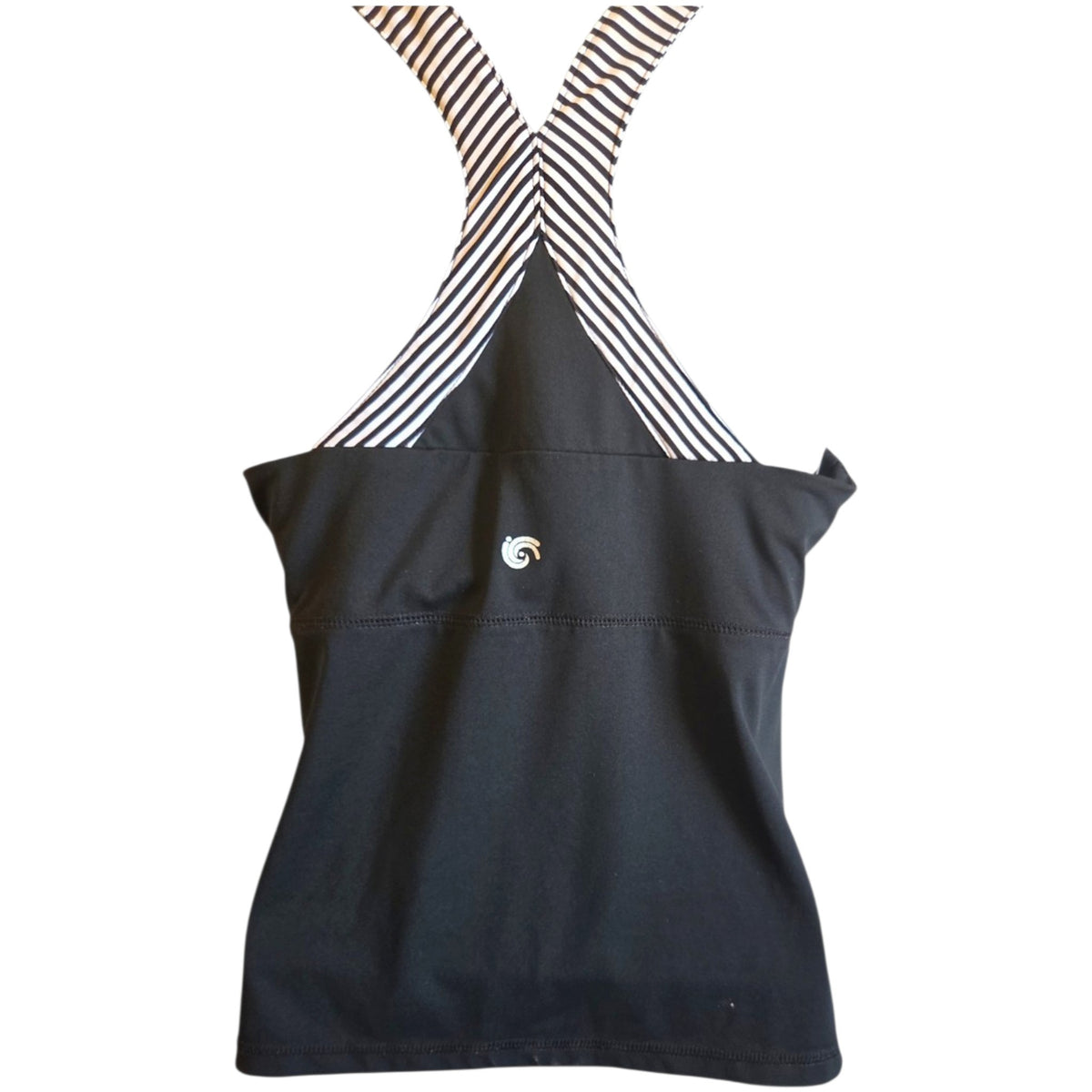 inmotion Medium Black Tank Top with Black and White Striped Trim Racerback - Image 4