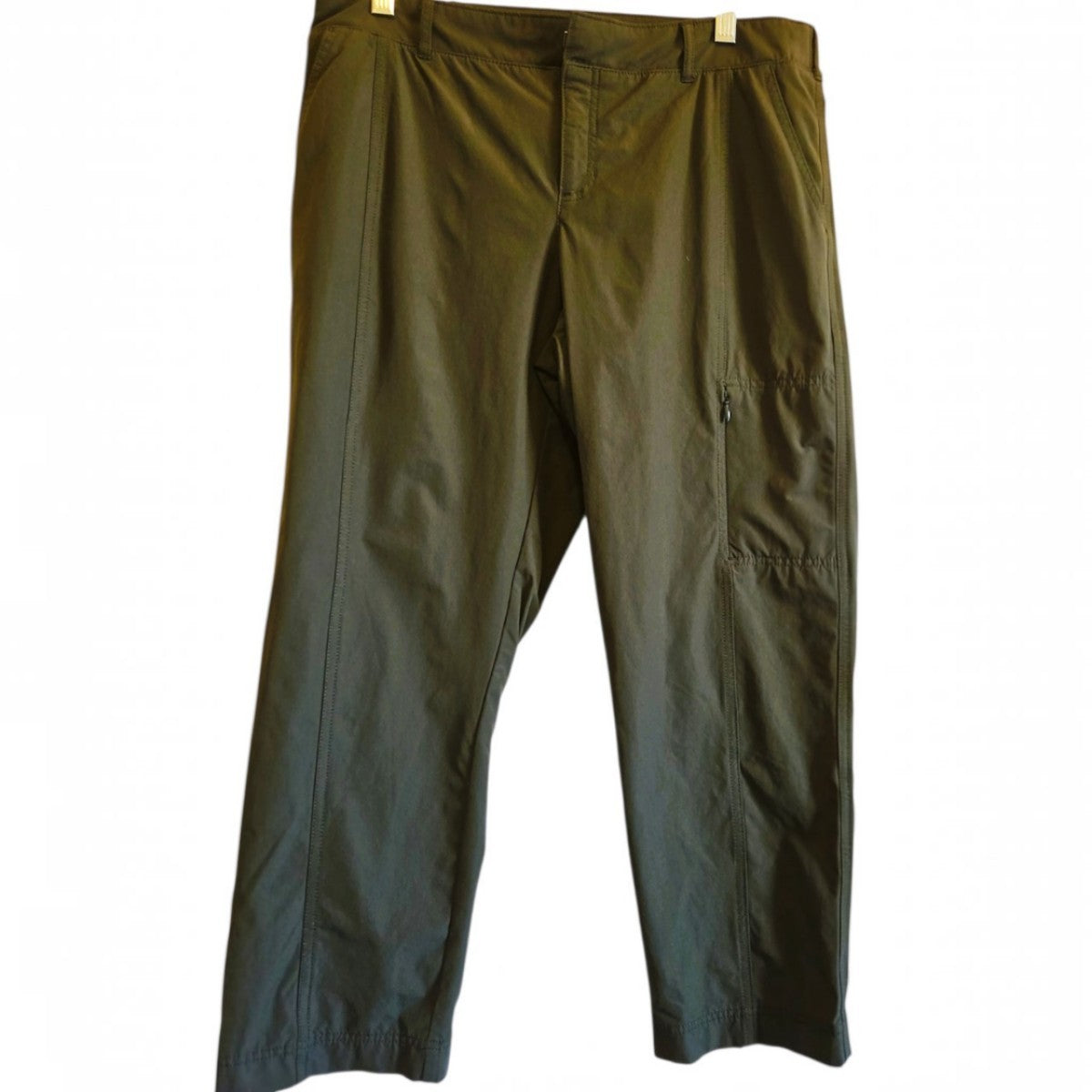 Olive Green Cargo Pants Size 10 Elastic Waist Zipper Pocket - Image 1