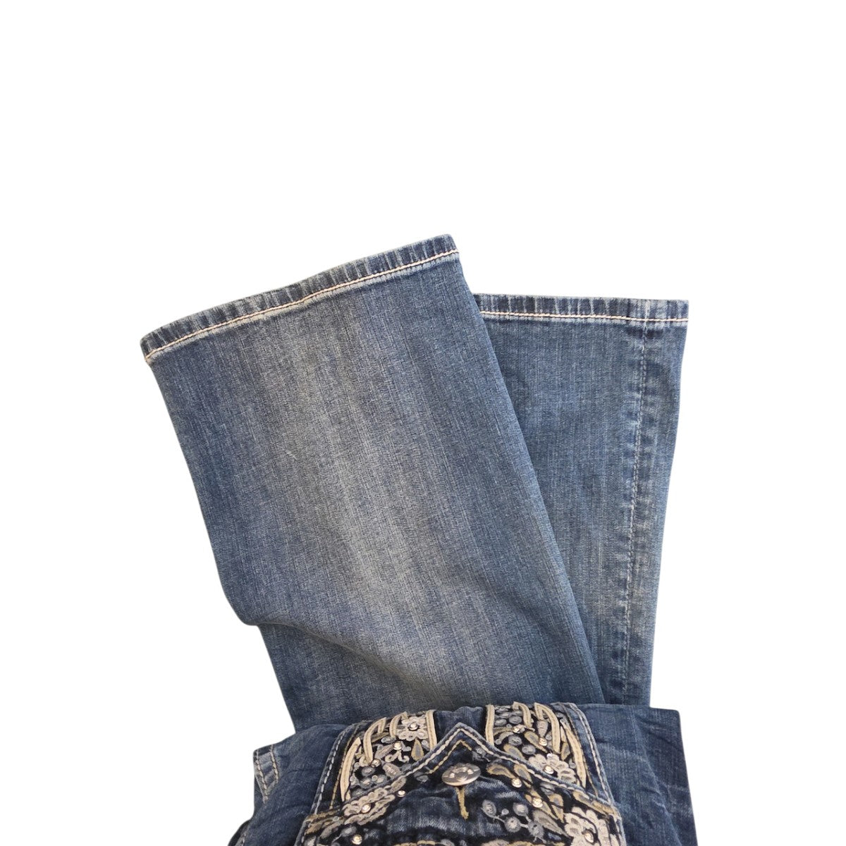 Miss Me Bootcut Jeans Size 30 Dark Blue Denim Embroidered Pockets - Image 4