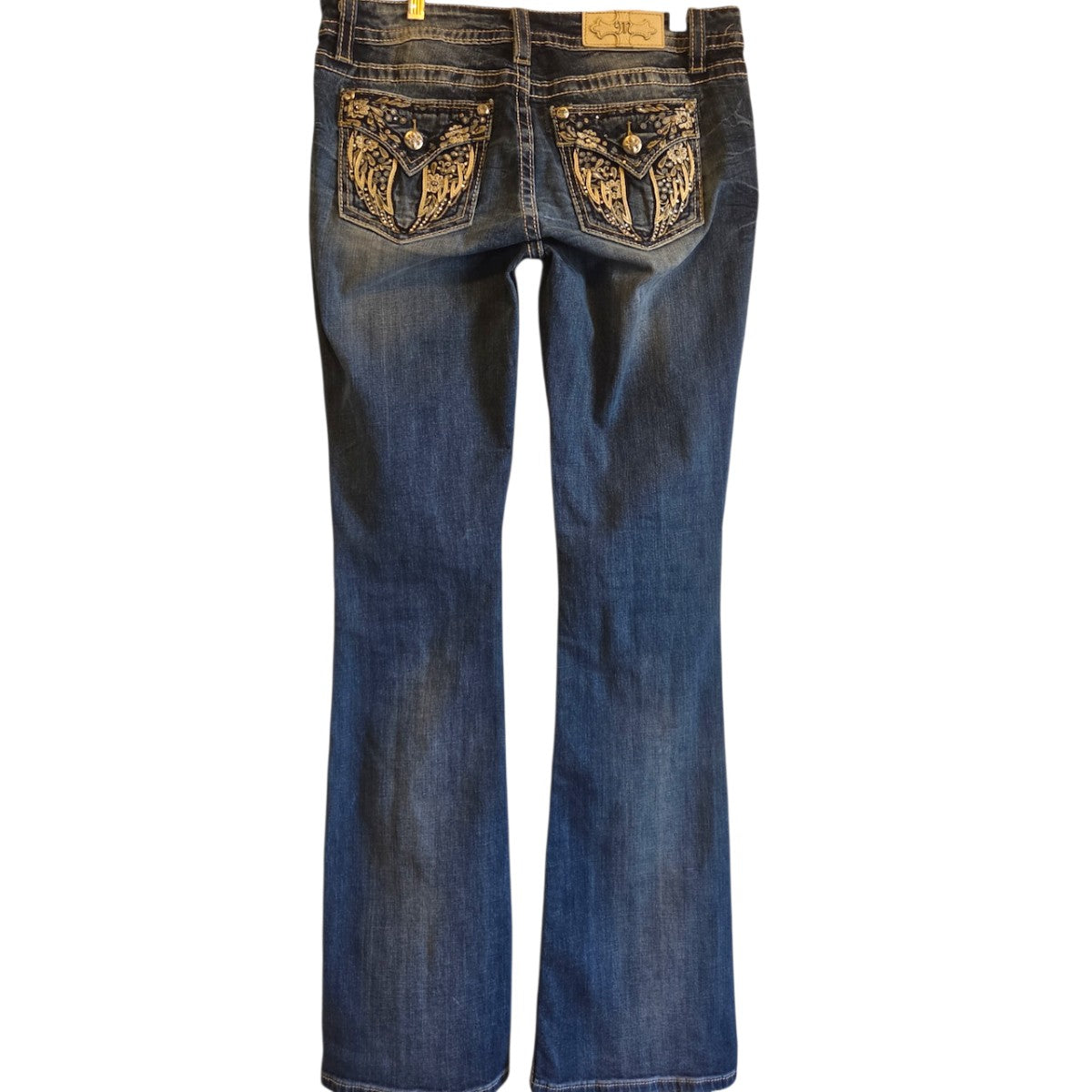 Miss Me Bootcut Jeans Size 30 Dark Blue Denim Embroidered Pockets - Image 2
