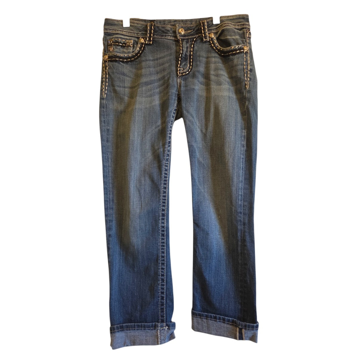 Miss Me Jean Capris Size 29 Blue Denim Contrast Stitching Five Pocket - Image 1