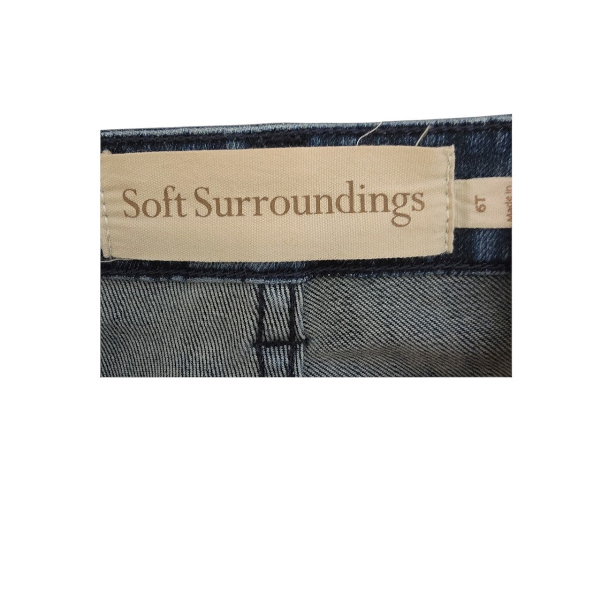 Soft Surroundings Size 6Tall  Dark Blue Embroidered Denim Pants - Image 3
