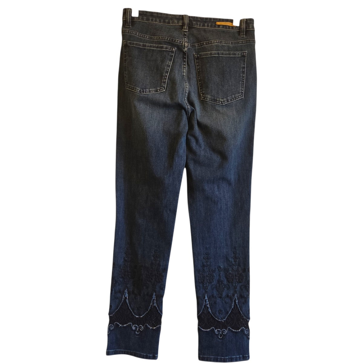 Soft Surroundings Size 6Tall  Dark Blue Embroidered Denim Pants - Image 2
