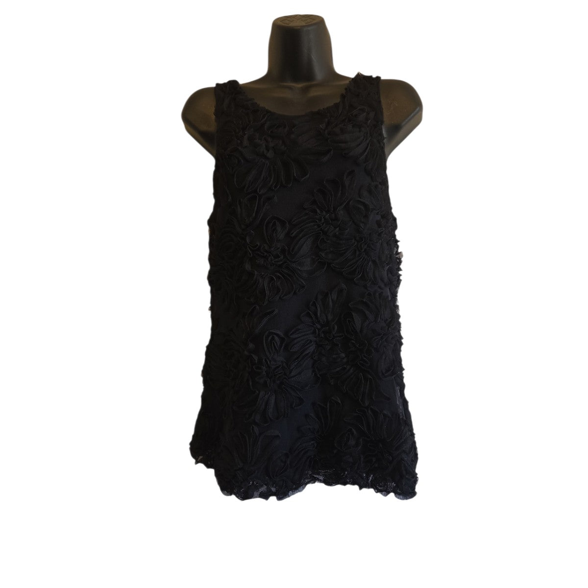 Banana Republic Textured Floral Applique Sleeveless Top Size M Black - Image 1