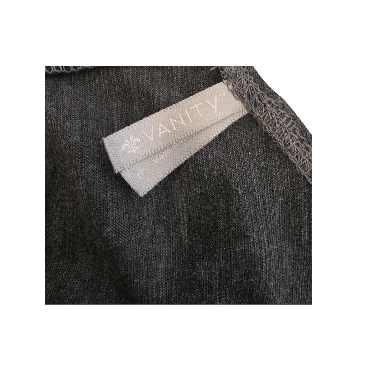Vanity Large Dark Gray Tank Top with Lace Panel and Rhinestone Detail - Image 3