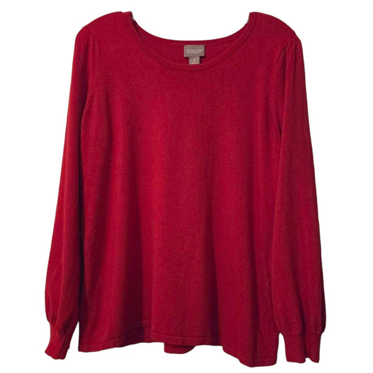 chico's long sleeve top size 1 red scoop neck knit - Image 1
