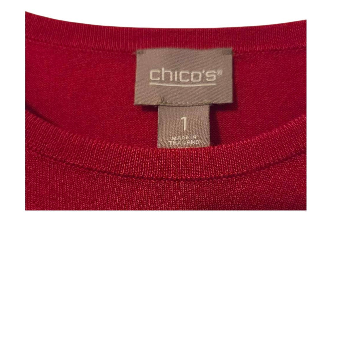 chico's long sleeve top size 1 red scoop neck knit - Image 2