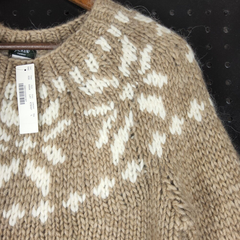 J.Crew NWT Fair Isle Alpaca Sweater Large Tan White - Image 7