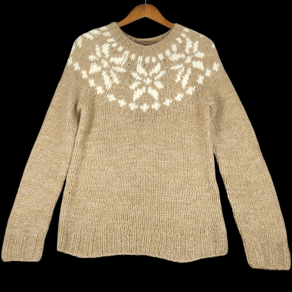J.Crew NWT Fair Isle Alpaca Sweater Large Tan White - Image 5