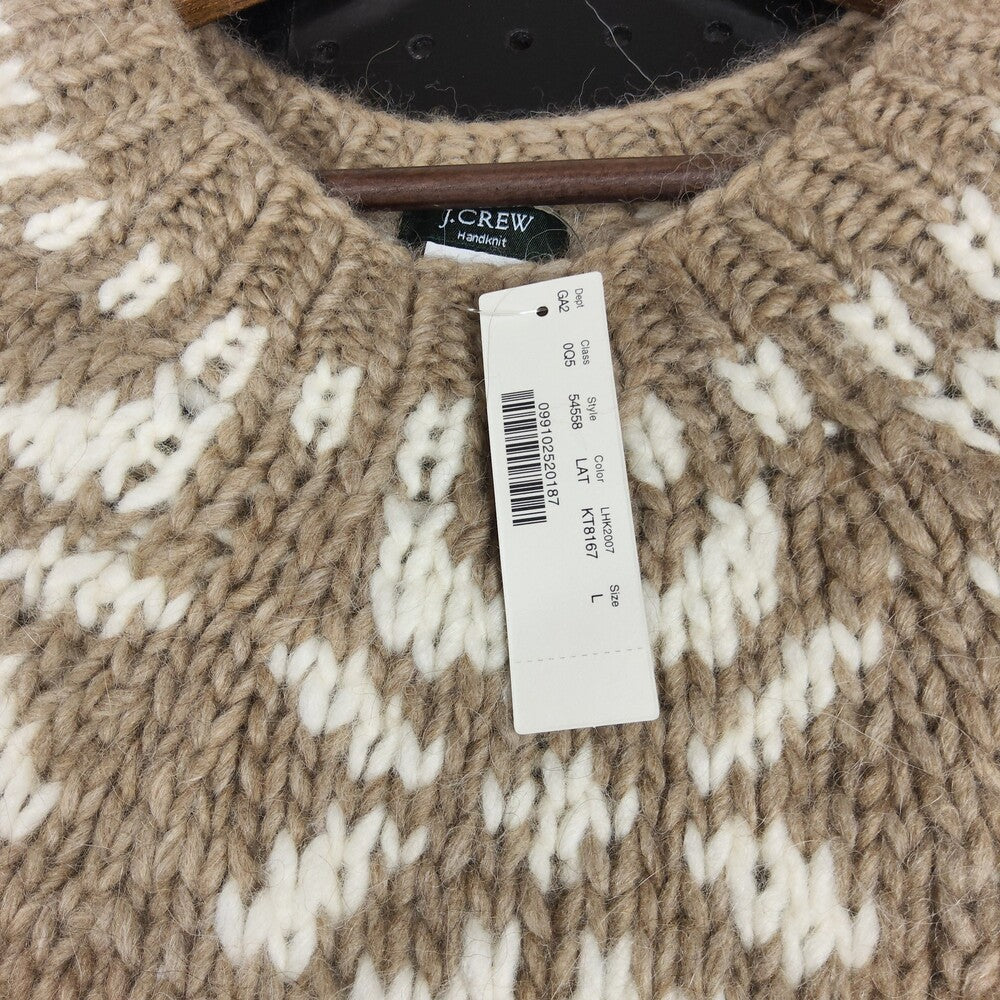 J.Crew NWT Fair Isle Alpaca Sweater Large Tan White - Image 6