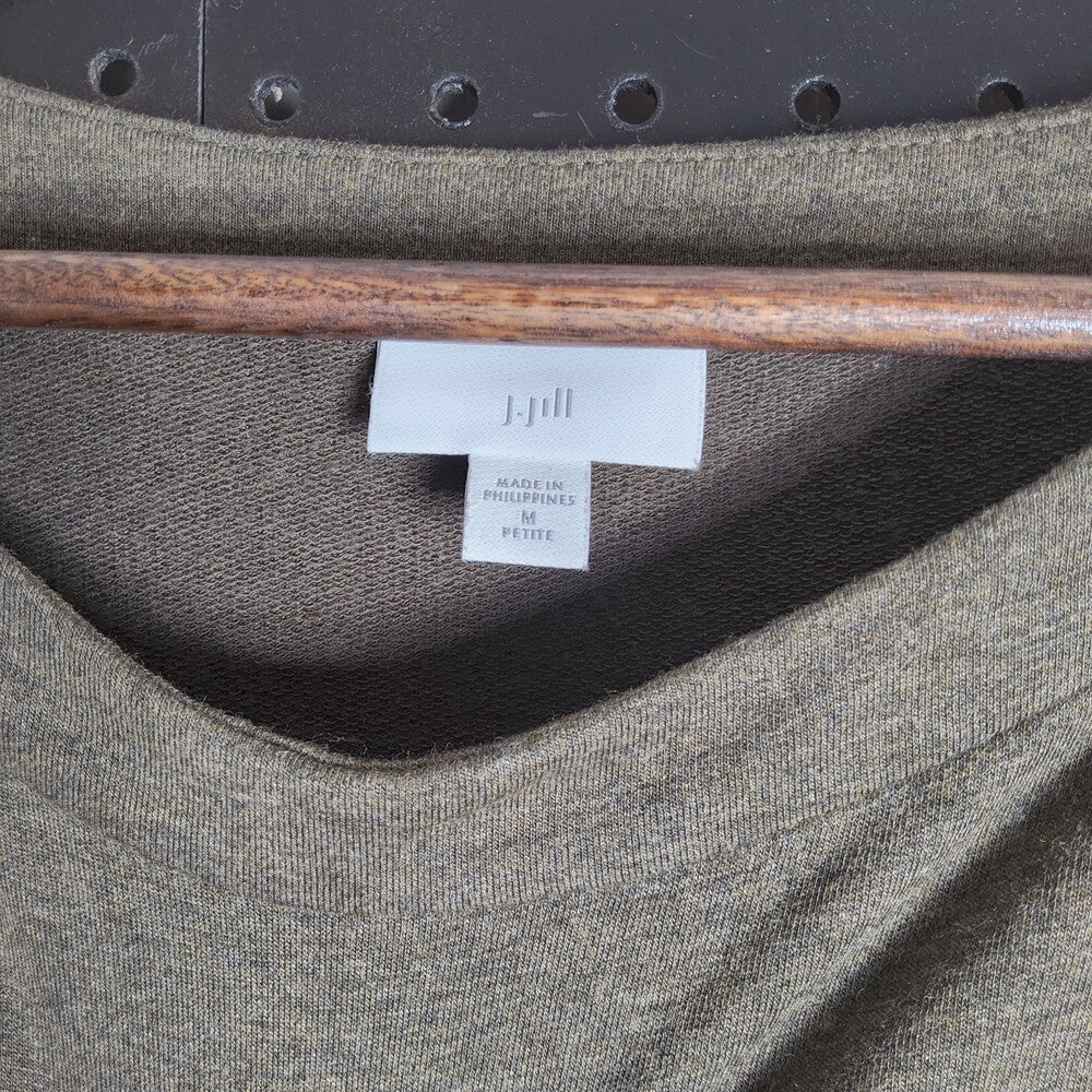 J.Jill Side Button Tunic Top Olive Green M Petite Knit Long Sleeve - Image 5