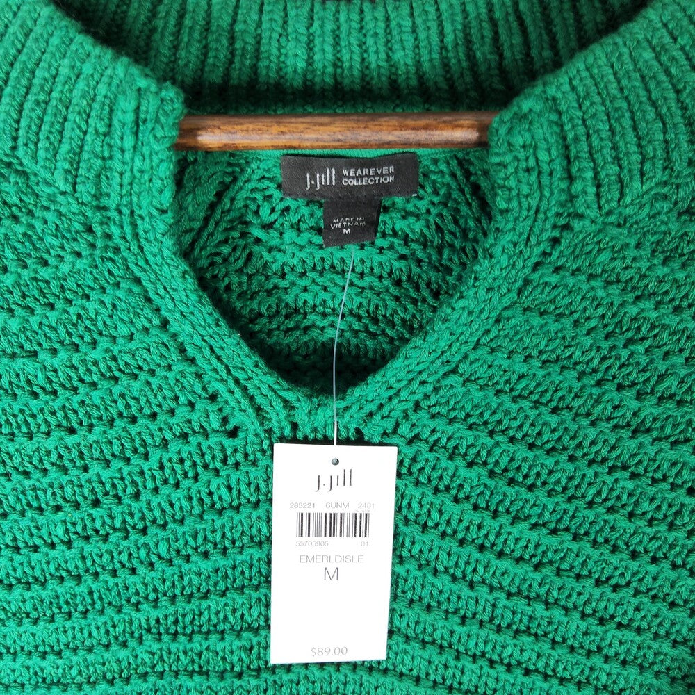 J.Jill NWT Wearever Textured Split Neck Sweater Green Women's M Pullover - Image 9