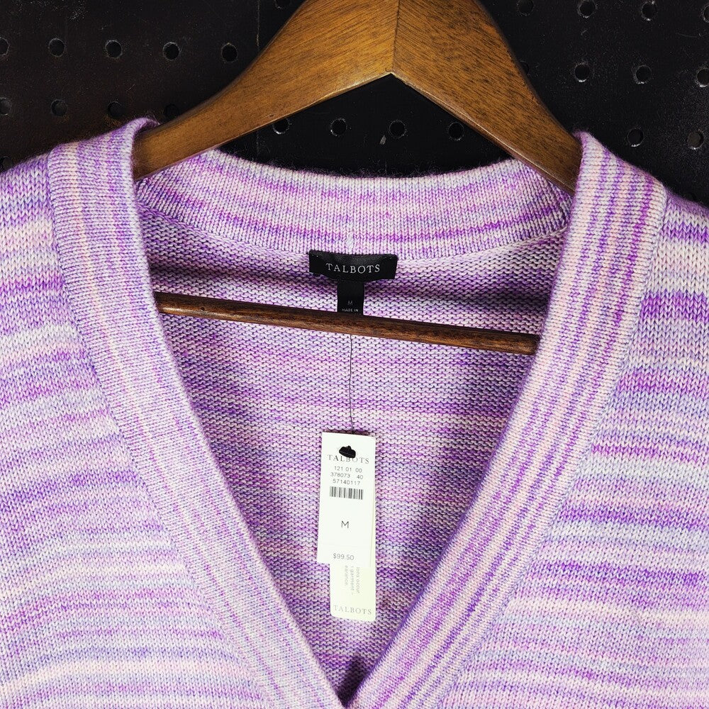 Talbots NWT Purple Striped Cardigan Medium 121 01 00 05 37746147 40 - Image 6