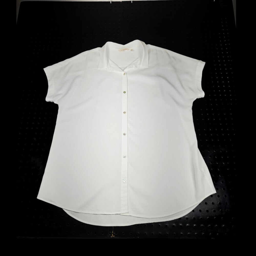 Soft Surroundings White Tencel Lyocell Short Sleeve Button Down XL - Image 6