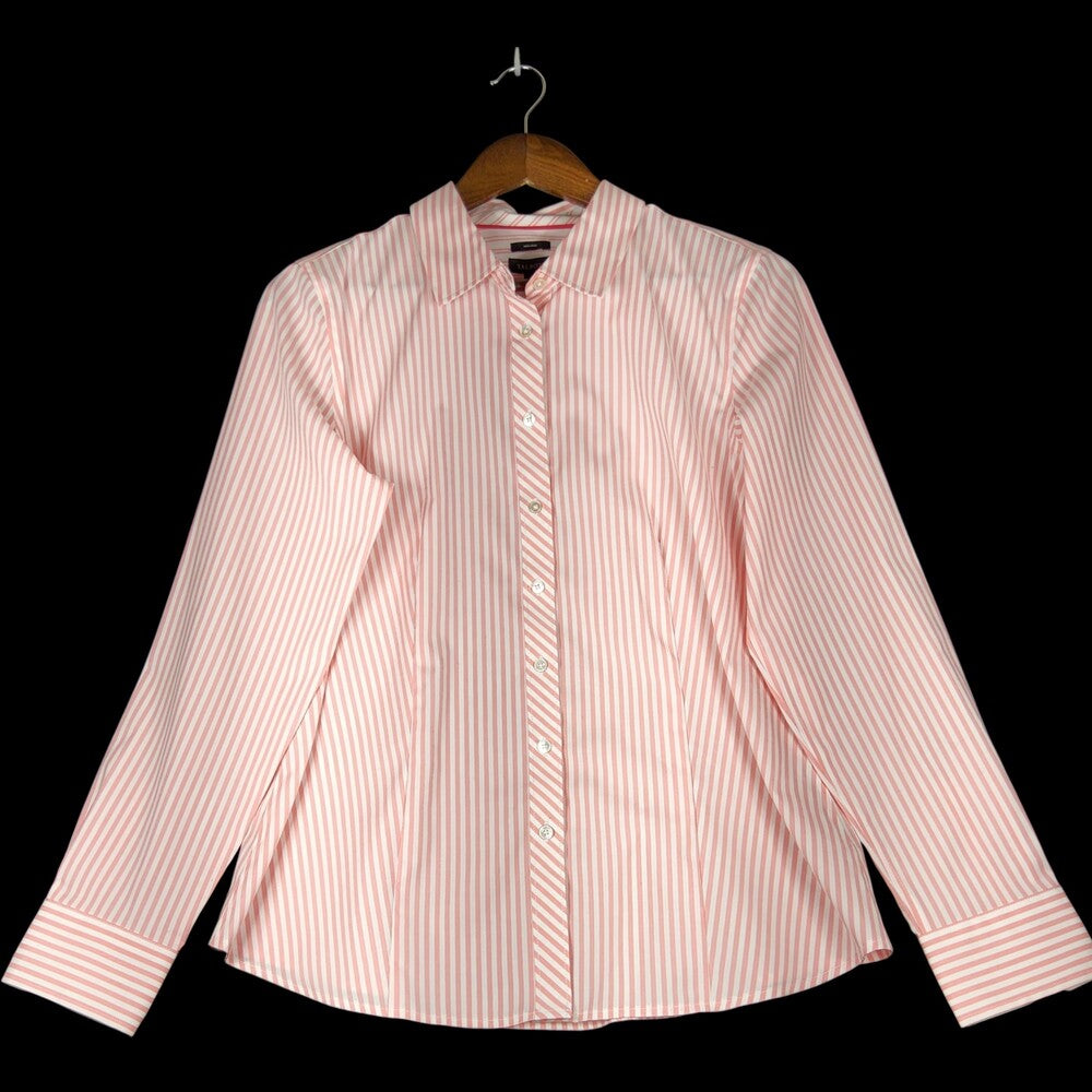 Talbots NWT  Non-Iron Powder Pink/White Stripe Button Up Shirt Size 10 - Image 5