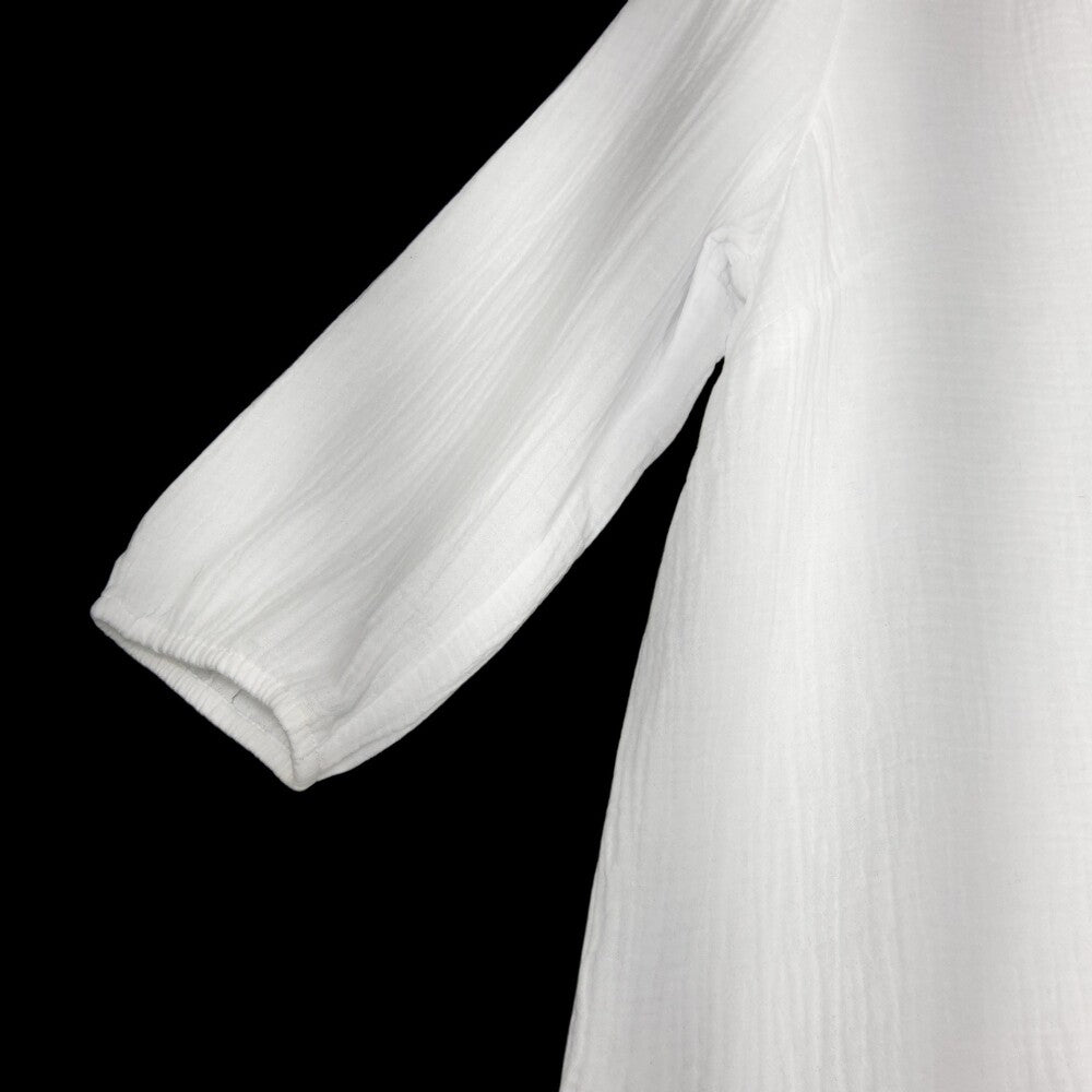 J.Jill WT Split Neck Top M White Crinkle Gauze 3/4 Sleeves - Image 10