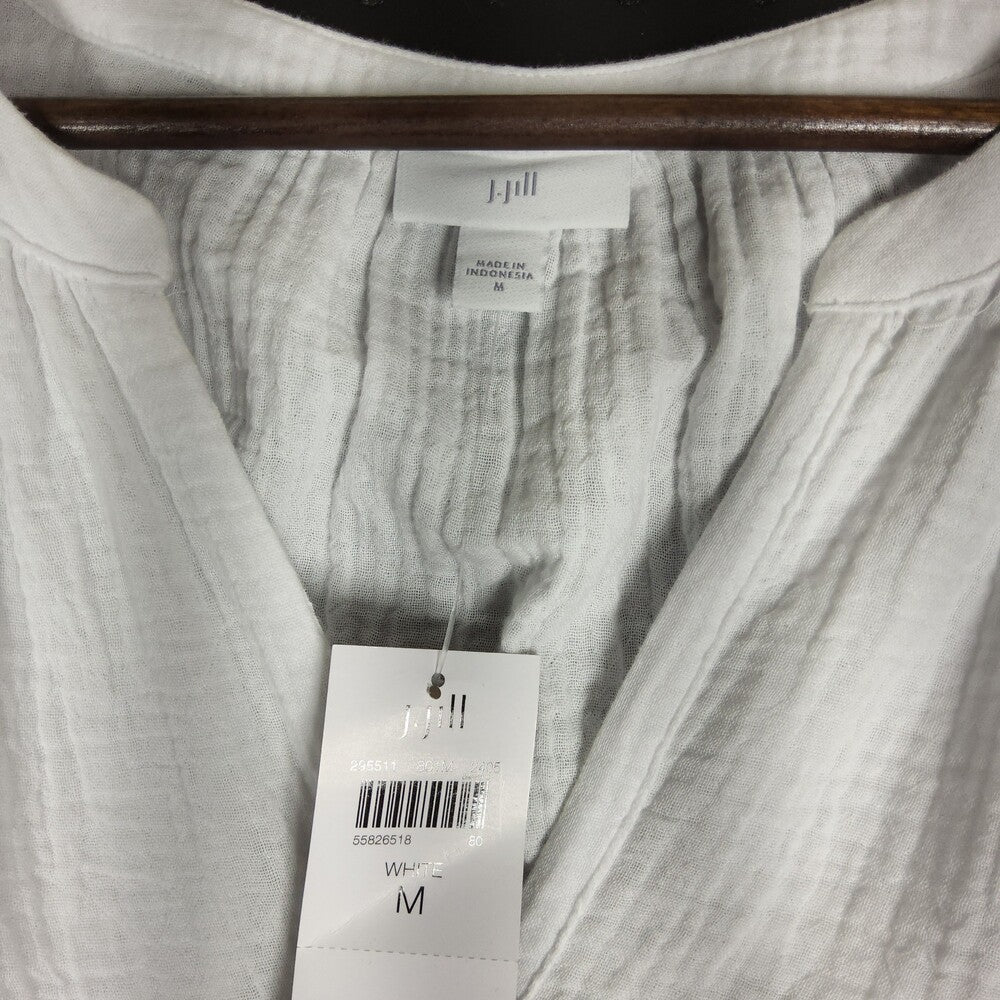 J.Jill WT Split Neck Top M White Crinkle Gauze 3/4 Sleeves - Image 9
