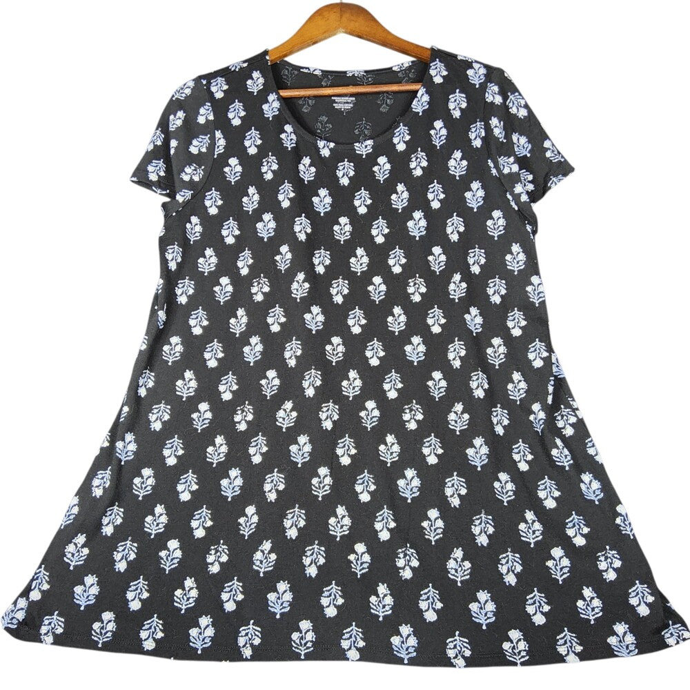 J.Jill Pure Jill Scoop-Neck Elliptical Tee Black Floral Print - Image 5
