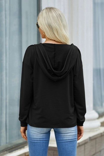 Lace Trim Long Sleeve Hoodie