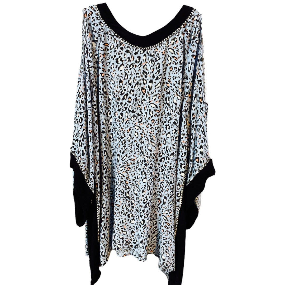 Democracy SS Top,Blue Animal Print, XLarge