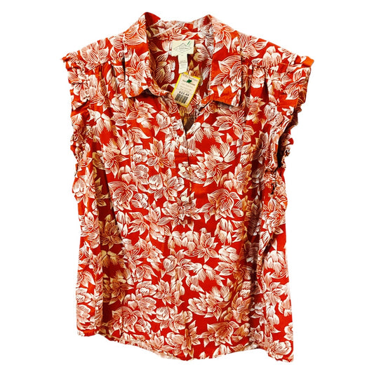 St John's Bay Slvls Blouse,Rust Print, XLarge